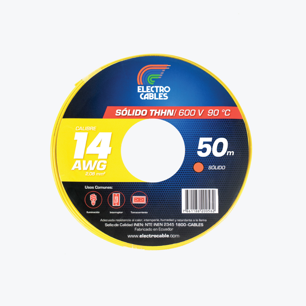 Alambre De Cobre Calibre 12 AWG Amarillo